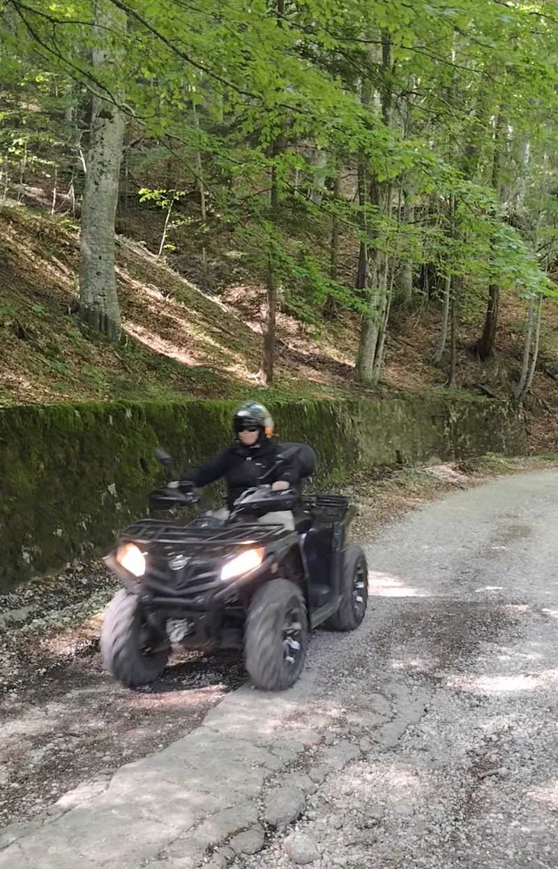 ATV on the forest road towards the Royal Sheepfold, Sinaia forest