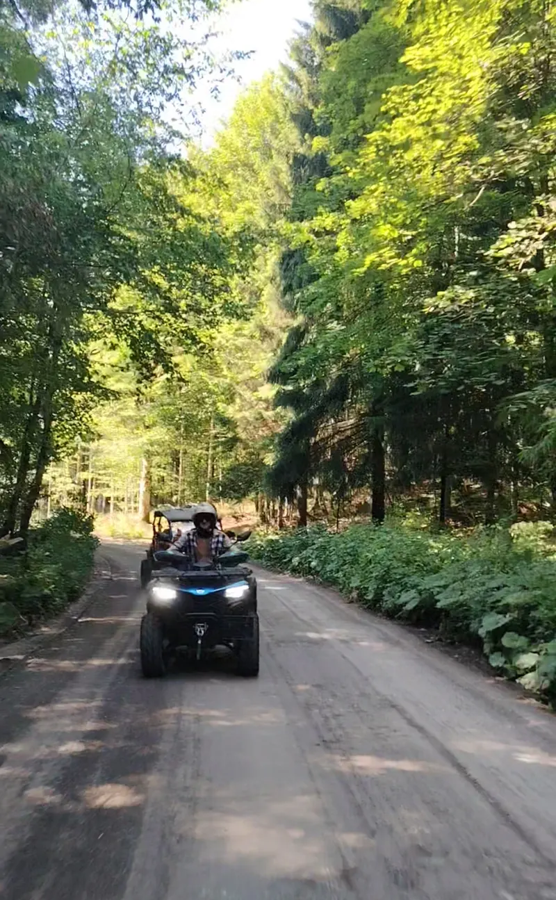 Guided ATV tour on the Forest Road in the Bucegi Mountains, Sinaia