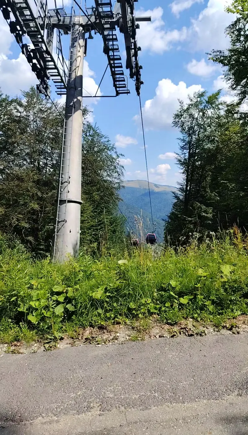 Sinaia gondola lift seen from the ATV trail, Bucegi Mountains