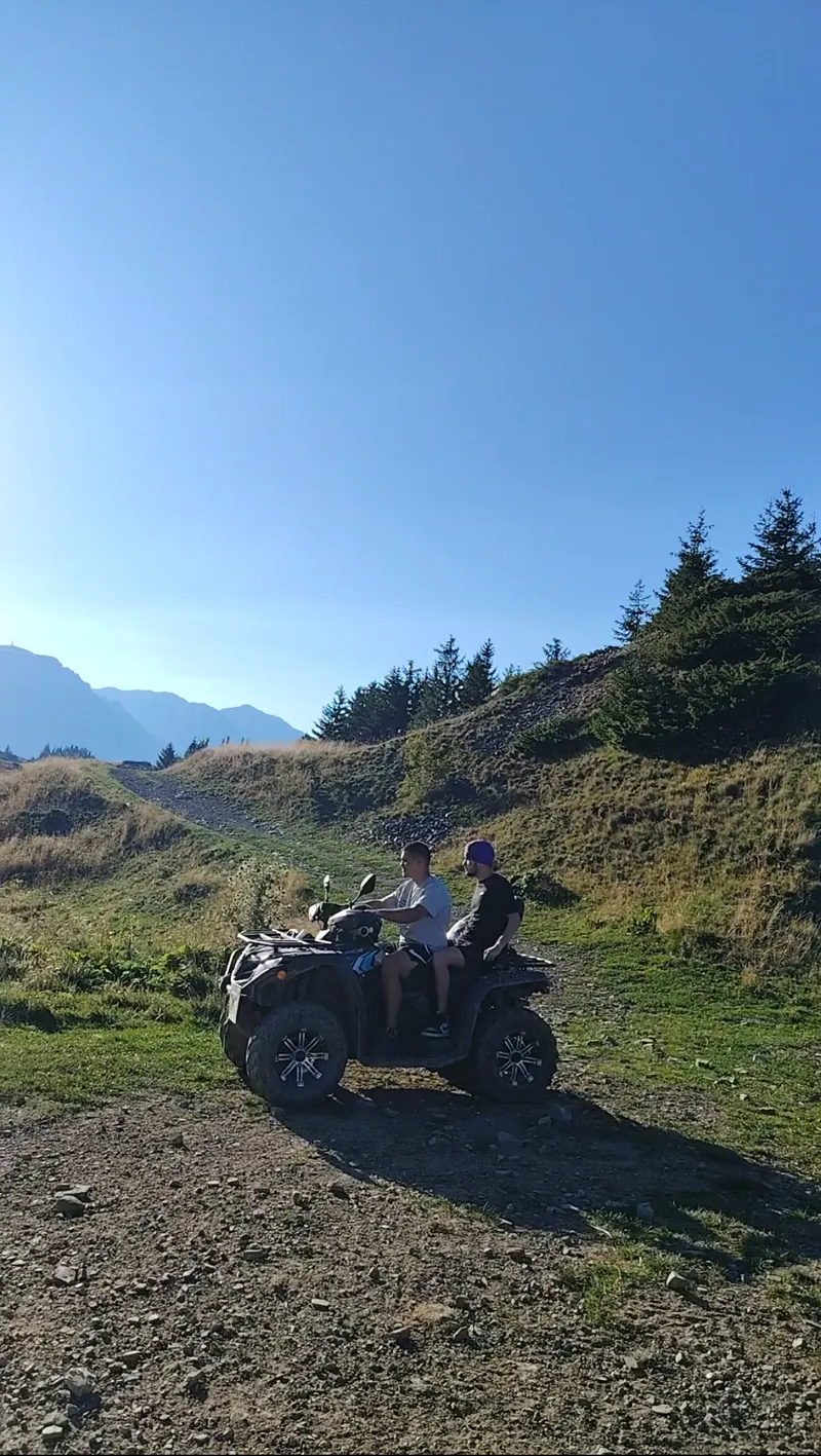 Panorama over the Baiu Mountains and the valley from Sinaia, high-altitude ATV trail